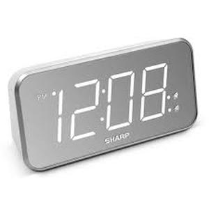 lot 418 image: AccuSet Jumbo Mirror Display Alarm Clock White - Sharp