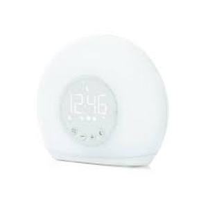 lot 439 image: Moon Glow Alarm with Sunrise Wakeup Light Table Clock White - Capello