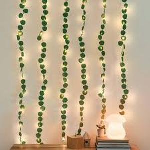 lot 441 image: LED Eucalyptus Vine Curtain String Lights Warm White - West & Arrow