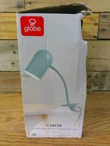 lot 431 image: 15 Carter Clip-Arm Desk Lamp with Adjustable Gooseneck Matte Teal - Globe Electric