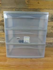 lot 386 image: 3 Drawer Wide Cart Gray - Brightroom