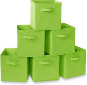 lot 454 image: Casafield Set of 6 Collapsible Fabric Storage Cube Bins, Foldable Cloth Baskets 10.5 x 10.5 x 11 lime green