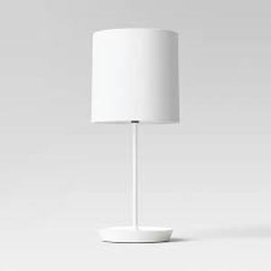 lot 460 image: Stick Table Lamp - Room Essentials White-Some Damage to Shade