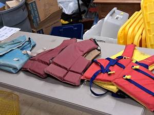 lot 356 image: Lot of (3) Assorted Life Jackets - Adult Large, Adult 2X-Large, Adult Oversize