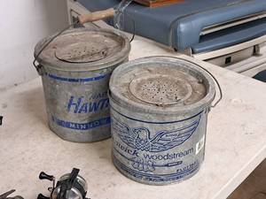 lot 375 image: Lot of (2) Metal Minnow Buckets