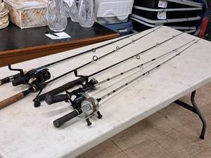 lot 476 image: Lot of (5) Assorted Fishing Rods with Reels