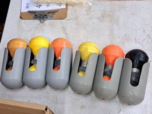 lot 488 image: Lot of (6) Assorted Marker Buoys with Holders