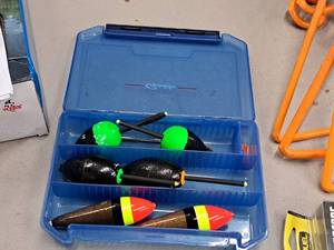 lot 498 image: Tackle Organizer with Assorted Bobbers