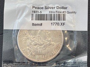 lot 3 image: 1923-S Peace Dollar XF