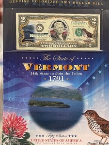 lot 70 image: Vermont $2 Dollar Bill