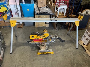 DeWalt 12 Double Bevel Sliding Compound Miter Saw and Miter Saw Stand with Work Piece Support Extensions