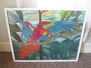 (DLR) Vintage Framed Stained Glass...