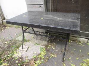 (OUT) Granite Top Metal Base Table ...