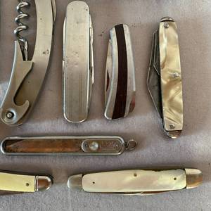 Collection of Silver Metal and IvoryPearlized Composition Knives