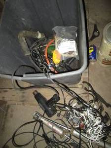 lot 80 image: Heat gun, utility wheel, automotive hose and other Misc automotive supplies
