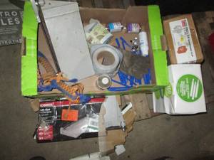 lot 120 image: Vinyl tile floor cutter, sheathing clips and more