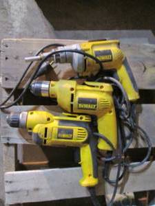 lot 205 image: Trio of assorted Dewalt drills
