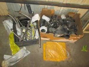 lot 230 image: Box of PVC and Milk crate with assorted plumbing hose