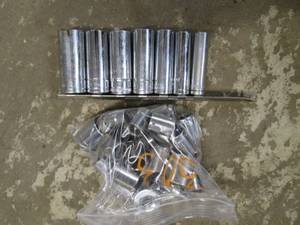 lot 34 image: Craftsman 14pc Metric & 14pc SAE 38in Shallow socket sets plus 38in SAE Deep well socket set on rail clip
