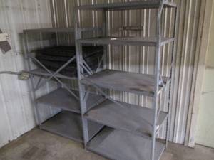 lot 47 image: Pair of metal garage storage shelving units