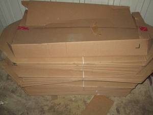 lot 285 image: (4) Bound bundles of boxes (approx 34.5in21.5in4.5in when set up)
