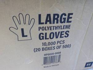Case of 1000 size Large Polyethylene Gloves
