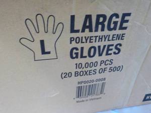 Case of 1000 size Large Polyethylene Gloves