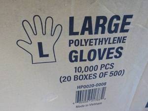 Case of 1000 size Large Polyethylene Gloves