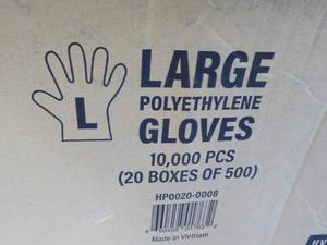 Case of 1000 size Large Polyethylene Gloves