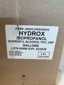 lot 8 image: MSRP $200  1 Case (4 each) NEW Hydrox HDXA0023 Gallon Size Isopropanol 70% Isopropyl Alcohol - Expiration 226