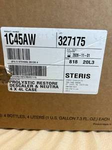 lot 17 image: MSRP $1000  2 Cases (4 each per case) NEW Steris 1C45AW 4-Liter Prolystica Restore Descaler &amp Neutralizing Liquid Detergents - Expiration 1126