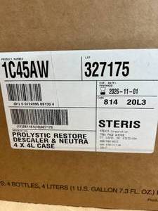 lot 18 image: MSRP $1500  3 Cases (4 each per case) NEW Steris 1C45AW 4-Liter Prolystica Restore Descaler &amp Neutralizing Liquid Detergents - Expiration 1126