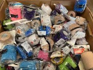 lot 33 image: $$$ Giant Box Full Of NEW 3M &amp MORE&nbspFLEX SELF ADHESIVE FLEXIBLE BANDAGE WRAPS IN MULTIPLE COLORS, SHAPES &amp SIZES