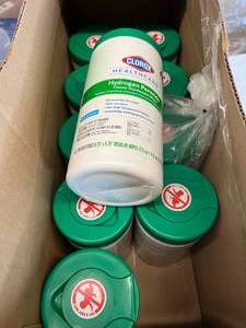 lot 40 image: Lot Of 10 NEW Clorox Healthcare 6.75 x 5.75 Hydrogen Peroxide Cleaner Disinfectant Wipes - Expiration 624&nbsp