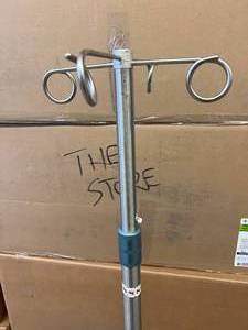 lot 50 image: Lot of 2 Phelan Medical Mobile Height Adjustable 4-Ram I.V. Pole - In Good Condition