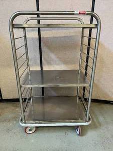 lot 75 image: Stainless Steel Heavy Duty Medical Laboratory Storage Supply Open Case Cart - In Excellent Condition