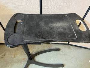 lot 86 image: Hill-Rom Height Adjustable Overbed Table - Black - Has White Spray Pain In Areas However Works Good...&nbsp