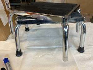 lot 73 image: Lot of 2 McKesson Entrust Stainless Steel 1-Step Step Stool - Good Condition Missing Some Rubber Feet