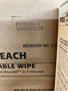 lot 99 image: 2 Cases (120 Wipes per case) NEW PDI Sani-U26595 Cloth Bleach Germicidal Disposable Individually Wrapped Wipes -&nbsp#1 brand of disinfectant wipes in healthcare.&nbspConvenient for staff to carry or place with specific equipment