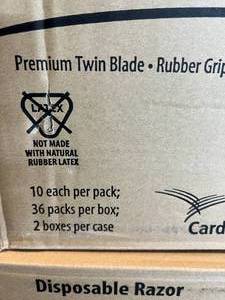lot 106 image: MSRP $1200  4 Cases (720 each per case) NEW Cardinal Health RAZOR02 Rubber Grip Twin Blades Razors&nbspPREMIUM DISPOSABLE WLUBE STRIP - BLUE
