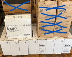 lot 135 image: MSRP $1100  16 Cases (3 Bottles each per case) Gojo 8812-03 Triclosan-Free Antibacterial Plum Foam Handwash&nbspHand Soap Expiration 1024