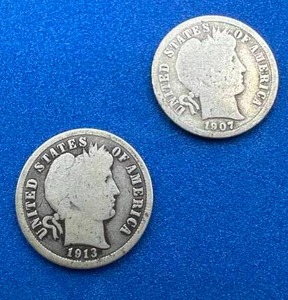 1907 & 1913 Barber Dimes