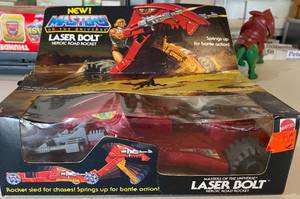 lot 3 image: He-Man Masters of the Universe Laser Bolt Heroic Road Rocket Mattel 1985 Vintage Toy In Box