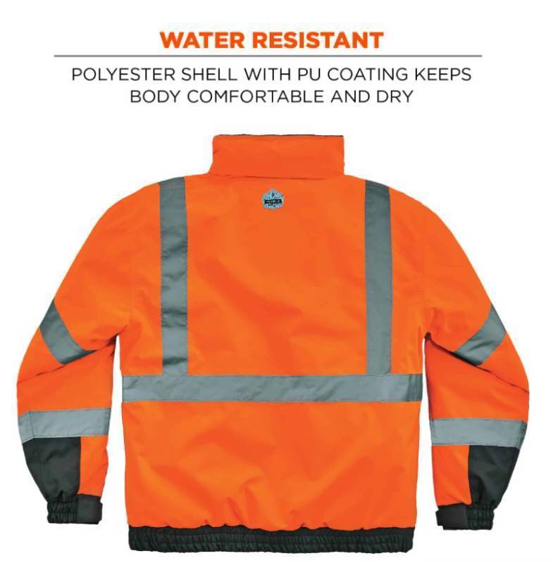 lot 832 image: NEW Ergodyne GloWear 8377 Hi-Vis Winter Bomber Jacket - Type R, Class 3 Orange XXL