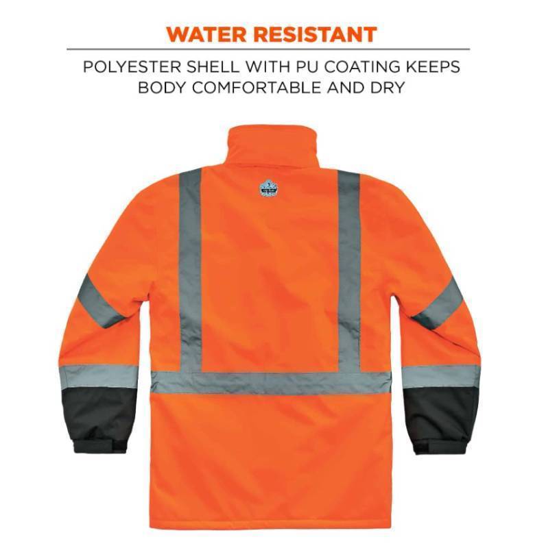 lot 834 image: NEW Ergodyne GloWear 8384 Hi-Vis Winter Jacket Quilted Parka - Type R, Class 3 - Orange - 3XL