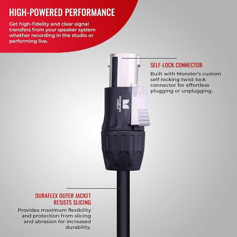lot 825 image: Monster Prolink Studio Pro 2000 Speaker Cable with Speak,On Connectors, 20 ft, Speak,On Plugs