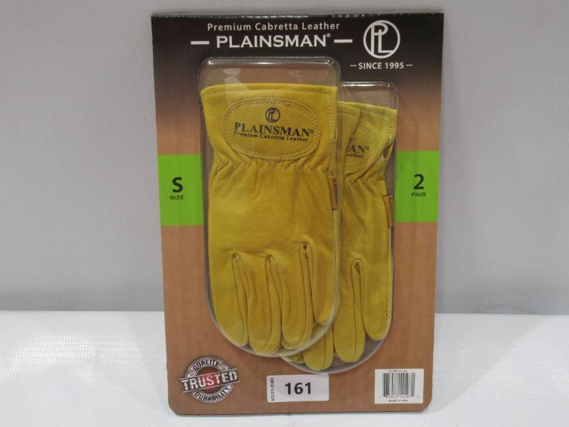 lot 161 image: NEW 2 Pack of Plainsman Premium Cabretta Leather Gloves - Small