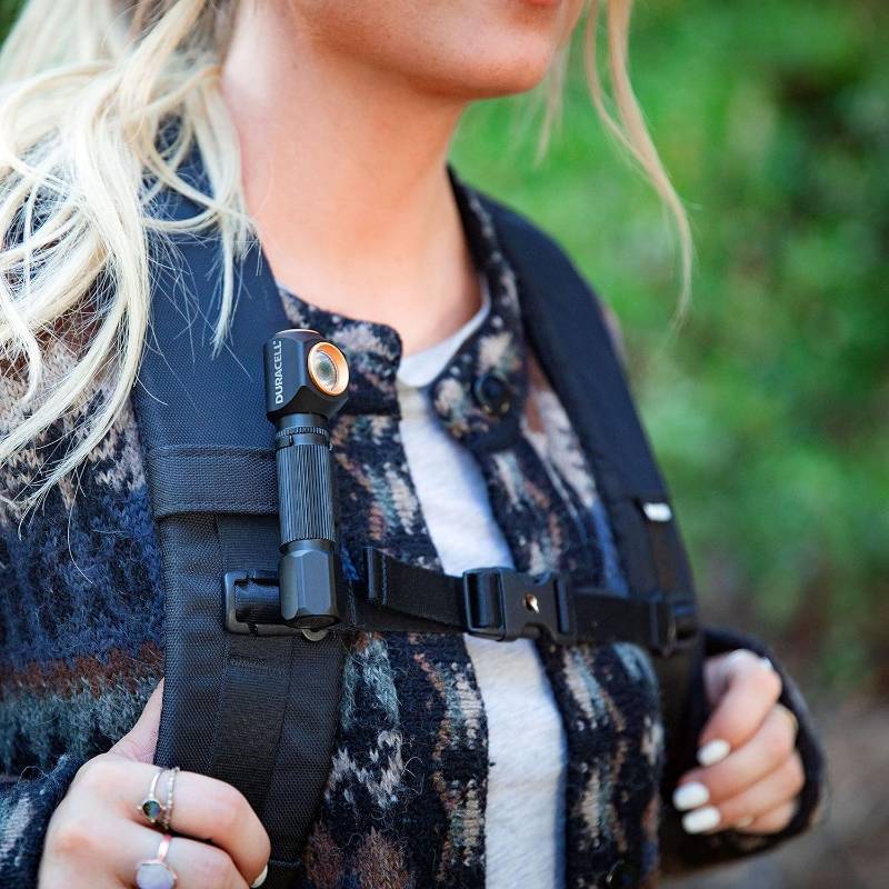lot 198 image: NEW Duracell 150 Lumen EDC Right-Angle Flashlight and Headlamp - Comfortable and Ultra-Strong Design with 1-AA Battery Included.