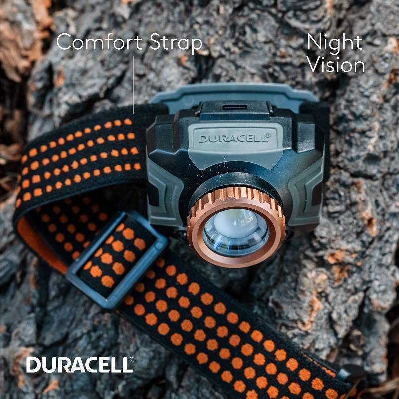 lot 199 image: NEW Duracell 350 Lumen Focusing LED Headlamp - Comfortable and Ultra-Strong Design with 3 Modes and 3-AAA Batteries Included