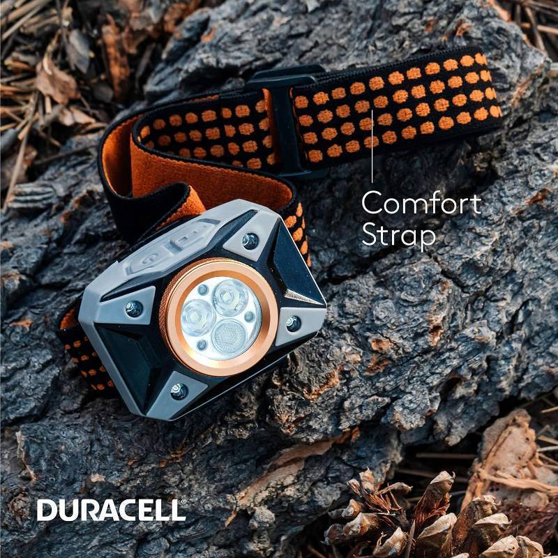 lot 203 image: NEW DURACELL 450 Lumen High-Intensity Multi-Function LED Headlamp - Comfortable and Ultra-Strong Design with 5 Modes and 3-AAA Batteries Included